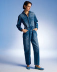 Indigo Denim Cargo Jumpsuit