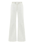 Off-White Wide Leg Jeans with Zipper Detail at Waist