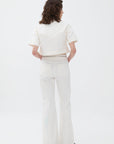 Off-White Wide Leg Jeans with Zipper Detail at Waist