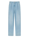 Pleated Wide Leg Blue Jeans