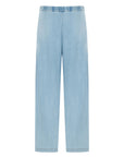 Pleated Wide Leg Blue Jeans