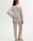 Gray Shimmering Threaded Mesh Pants