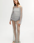 Gray Shimmering Threaded Mesh Pants