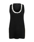 Mother of Pearl Beaded Black Knit Top