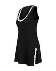 Mother of Pearl Beaded Black Knit Top