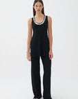 Mother of Pearl Beaded Black Knit Top