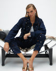 Blue Seashell Designed Jean Jacket