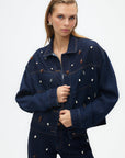Blue Seashell Designed Jean Jacket