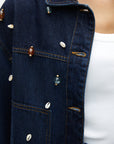 Blue Seashell Designed Jean Jacket