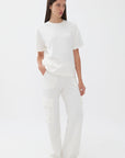 Ivory Logo Designed Basic T-shirt