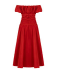 Red Drape Midi Dress