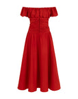 Red Drape Midi Dress
