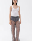 Grey Shimmering Threaded Mesh Pants
