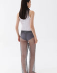 Grey Shimmering Threaded Mesh Pants