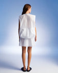 Pleated Mini White Skirt