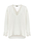 White Stone Embroidered Blouse