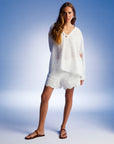 White Stone Embroidered Blouse