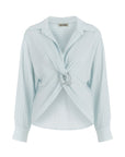 Blue Textured Blouse with Front Knot