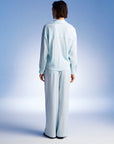 Blue Textured Blouse with Front Knot