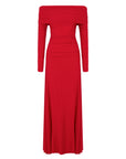 Red Off Shoulder Maxi Dress