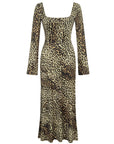 Multicolor Square Neck Midi Dress
