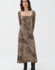 Multicolor Square Neck Midi Dress