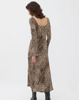 Multicolor Square Neck Midi Dress