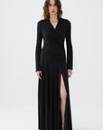 Black Double Breasted Long Dress