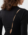 Black Double Breasted Long Dress