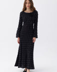 Backless Long Sleeve Black Maxi Dress