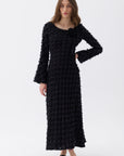 Backless Long Sleeve Black Maxi Dress