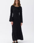 Backless Long Sleeve Black Maxi Dress