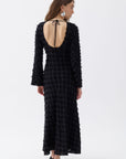 Backless Long Sleeve Black Maxi Dress
