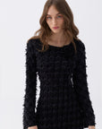 Backless Long Sleeve Black Maxi Dress
