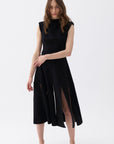 Padded Shoulder Midi Dress