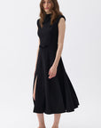 Padded Shoulder Midi Dress