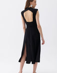 Padded Shoulder Midi Dress