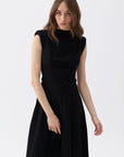 Padded Shoulder Midi Dress