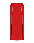 Red Pencil Skirt with Zipper Design