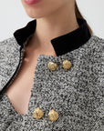 Gold Button Detailed Padded Jacket