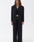 Black Padded Shoulder Blazer Jacket