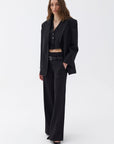 Black Padded Shoulder Blazer Jacket