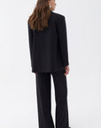 Black Padded Shoulder Blazer Jacket
