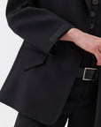 Black Padded Shoulder Blazer Jacket