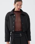 Striped Padded Shoulder Jacket
