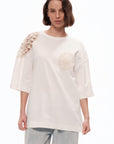 Ecru Embroidered Detail T-Shirt