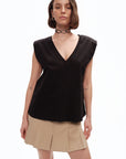 Black V-Neck Padded T-Shirt