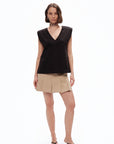 Black V-Neck Padded T-Shirt