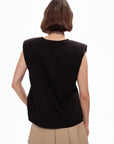 Black V-Neck Padded T-Shirt