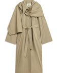 Beige Shawl-Designed Trench Coat